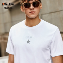 Mr Bu horse cotton short sleeve T-shirt mens spring and summer minimalist geometric printed mens clothes GT01083