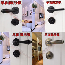 American modern black bronze single-sided invisible lock dark door lock Bathroom invisible door lock background wall hidden door lock