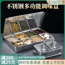 Ice Powder Store Ingredients Box Stainless Steel Swing Stall Flavoring Box Combination Container Commercial Divided Box Small Material Box Tool Box