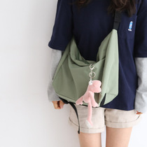 NR Japanese solid color bag women shoulder bag Joker shoulder bag Black avocado green college students class backpack