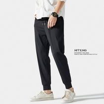 Summer slim fit ice silk sports pants men loose speed dry 90% casual pants men sashimi bunches and feet damp pants