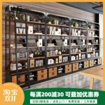 Industrial style wrought iron solid wood multi-layer rack office bookcase living room floor storage rack display shelf 1311