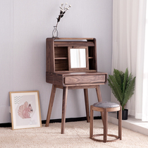 Floating window dressing table solid wood bedroom dressing table small apartment black walnut Nordic dressing table storage cabinet