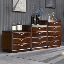 New Chinese style black walnut chest of drawers simple modern solid wood six drawer cabinet bedroom storage room storage cabinet