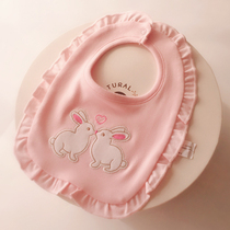 Sweet princess double-layer cotton embroidered bib lace bib full moon hundred-day feast baby photo cute bib