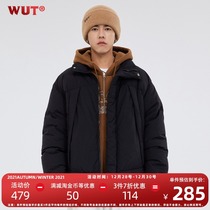 (WUT official shop) waterproof and oil-proof anti-fouling wind down jacket 90 white duck down Long Pocket warm coat