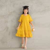 Girls summer clothes 2020 new fat girl loose thin dress summer ruffle stitching long princess skirt