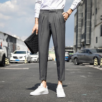 2020 new spring wrinkle pants ankle-length pants anti-wrinkle iron suit pants British style casual pants