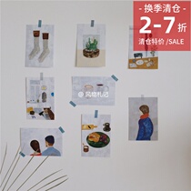 Clearance special set of 8 Japanese illustration card set postcard wall decoration photo wall