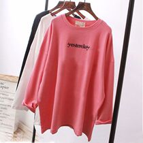Pure cotton long-sleeved T-shirt womens top medium-long new womens base shirt spring and autumn large size loose Korean version tide ins