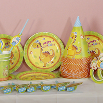 Dinosaur theme dessert table jungle set childrens birthday party arrangement decoration paper cup blowing dragon hat