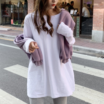 South Korea White Loose Long Sleeve Lady T Shirt Pure Cotton Inner Hitch Undershirt Han Prints Round 100 hitch 100 hitch