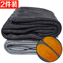 Winter middle-aged warm pants mens velvet thickened loose large size high waist knee pad base velvet pants slim cotton pants