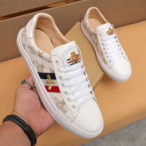 European station men shoes embroidered small bee couple light luxury shoes small white shoes male leather and Korean version casual hundred