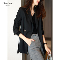 sandro selen Korean blazer exquisite lapel collar does not look skinny same color button with belt