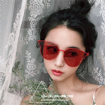 2018 New Net red same sunglasses women Big Frame red metal retro glasses round face thin sun glasses women tide