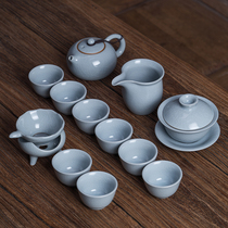 Ruyao Kung Fu tea set Home living room Office reception small set Tea cover bowl Teapot Simple Chinese style