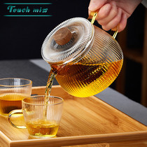 Touch Miss glass teapot household high temperature resistant bubble teapot thickened tea water separation flower teapot tea set set