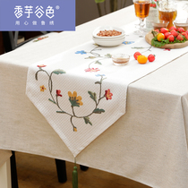 American country embroidery table flag bedroom bed flag Lu embroidery pastoral cabinet flag fabric modern simple table flag tea table towel