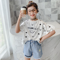 Girls short-sleeved T-shirt 2021 new summer cotton Korean version of the Western style loose summer childrens half-sleeve top tide