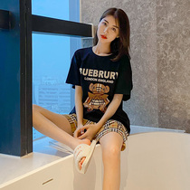 Pajamas women summer cotton short sleeve Korean bear net red explosions home clothing 2021 new two-piece cotton suit