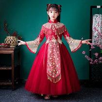 Girls Chinese style super fairy high-end Hanfu childrens ancient style Tang dress New Year dress girl New Year dress autumn and winter