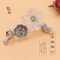 Empty Valley original design 925 silver do old crystal brooch National style simple Chinese style brooch spring plum