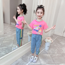 Girls summer dress foreign style suit 2021 summer fashionable childrens clothing Net Red children Girl foreign style short sleeve two-piece set