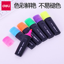 Deli highlighter Japanese and Korean creative student key marker scribing pen Color marker oblique head eye-catching pen Office stationery S600