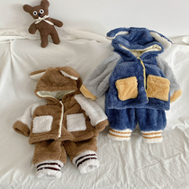 Baby clothes autumn and winter new childrens clothing men and women Baby Home clothing set long sleeve pajamas two sets of split pajamas