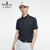 Bien Leuven summer mens full print nine-color deer pattern casual top lapel gentleman short-sleeved polo shirt anti-wrinkle
