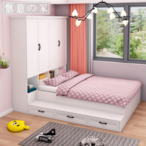 Tatami bed wardrobe one modern simple bookcase High box drawer step storage childrens room single bed combination