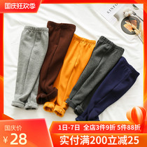 Children plus velvet leggings autumn and winter new boys and girls warm and thick pants baby sweatpants winter wear