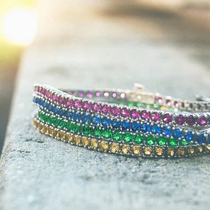 S925 ice colorful tennis bracelets Sterling silver colored round diamond bracelet for men and women couples