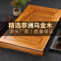  God carved solid wood tea tray Huanghuali tea sea chicken wing wood tea table household storage and drainage double water trumpet Kung Fu tea set