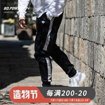 BD bodybuilding station new running fitness black closed small feet pure cotton breathable trend stitching sports pants men