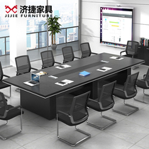 Jiejie Office Furniture Conference Table Long Simple Modern Rectangular Large Table Table and Chair Combination Table