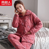 Winter pajamas female cotton padded cotton cotton cotton winter middle-aged and elderly people warm middle-aged mother cotton home suit suit
