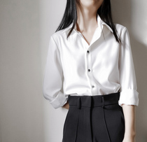  Ya Ge Ge white satin shirt female ol interview professional wear matte silk slim-fit temperament design sense niche