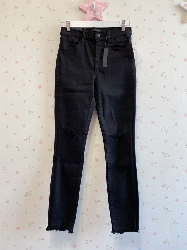 In-Stock Items from the Us: J Brand Classic Black Stretchy Slim-Fit Frayed Ripped Skinny Jeans