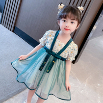 Girls dress Chinese style Chinese style retro web yarn dress Childrens baby girl Summer 2022 New childrens dress Dresses