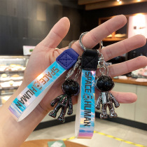 Cartoon Astronaut Space Robot School Bag Small Pendant Couple Acrylic Car Circle Link Rings hanging decoration Key buttons