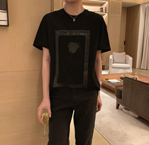 A tea and Agu dark rose short sleeve T-shirt men Korean version early spring trend New loose leisure base shirt