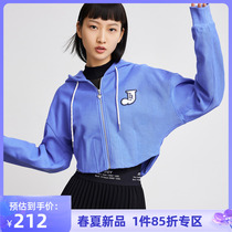 LILY2022 Spring new womens clothes Small maiden young girl retro collection and waist loose short-and-cap zipped sweater jacket