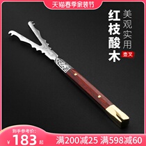 God Sculpture Pot Fork Damascus Acid Branch wood Tea Road spare parts Kung fu tea with silver pot bronze pot iron jug anti-scalding lid