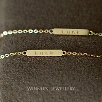 S925 sterling silver plated 14k gold bracelet English letters lucky mini transporter temperament very fine bracelet