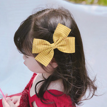 Girl hairclip Princess childrens headgear bow check hair card baby top clip with hair accessories tide children big side clip