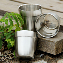 Range Rover 304 stainless steel double layer anti-scalding cup Korean sake cup Beer white wine cup Drop insulation small teacup