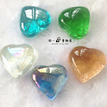 Special shaped heart-shaped glass beads Valentines Day gift marbles glass block Stone multi-color fish tank decorative beads