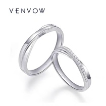 VENVOW diamond ring for men and women lovers pair ring diamond engagement proposal 18k white gold wedding ring pair